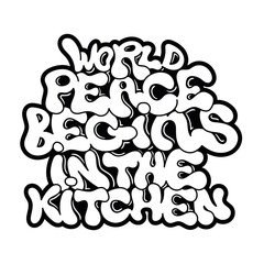Vegan phrase about peace graffiti lettering print 