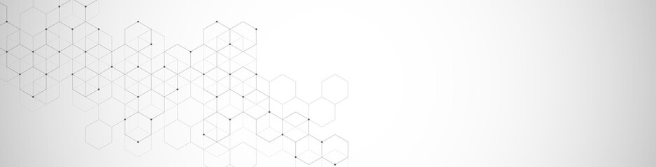 Hexagons pattern. Geometric abstract background with simple hexagonal elements. Medical, technology or science design.