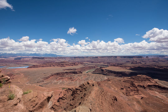 Dead Horse Point State Park aerial overlook in Utah. Colorado River in photo
