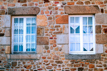 Old stone facades with windows