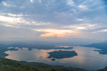 view of sunrise over the lake in montenegro