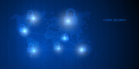 Future cyber technology web services for business and internet project. Cyber security and information or network protection.Vector illustration