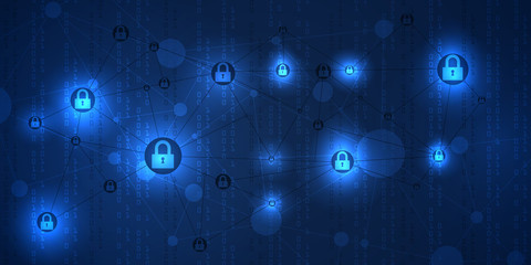 Future cyber technology web services for business and internet project. Cyber security and information or network protection.Vector illustration