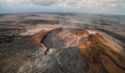 Aerial view showing the crater of Mauna Loa volcano at Big Island Hawaii