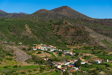 Village of Valle de Arriba in the Valley of Montanas Negras. Viewpoint Mirador del Teide. Tenerife. Canary Islands. Spain.