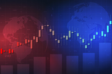 Candle stick graph chart in financial market , Forex trading graphic concept.Stock exchange market, investment, finance and trading. Trading platform. Vector illustration.