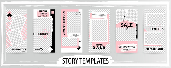 Trendy editable template for social networks stories, vector illustration.