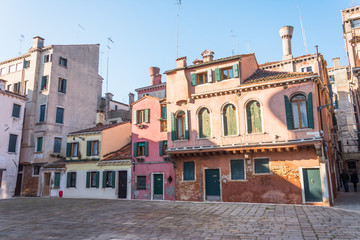 Small cozy courtyards of the city of Venice, Italy.