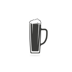 Monochrome vector illustration of a glass of beer with foam icon isolated on white background.