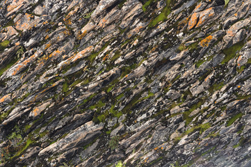 Textured basalt background thin stone fibers in the cut. natural volcanic formations