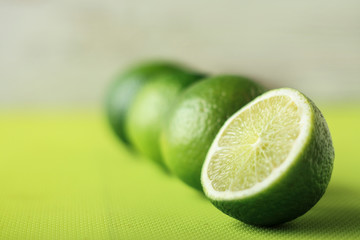 Close-up limes in a row