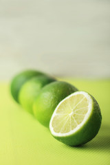 Close-up limes in a row