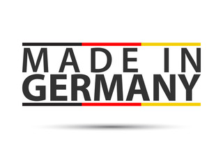 Fototapeta premium Colored symbol with German tricolor isolated on white background, Made in Germany, simple German icon, vector illustration