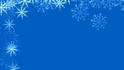 Abstract background with a variety of colorful snowflakes. Big and small.