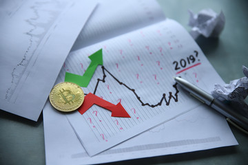 Bitcoin gold coin. Cryptocurrency concept.