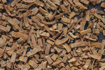 Salted, bread crumbs with garlic to beer.