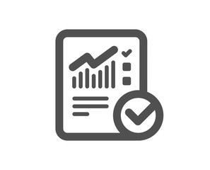 Checklist document icon. Analysis Chart or Sales growth report sign. Statistics data symbol. Quality design element. Classic style icon. Vector