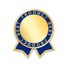 Ribbon award best product of year 2017. Gold ribbon award icon isolated white background. Best product golden label for prize, badge, medal, guarantee quality product. Vector illustration