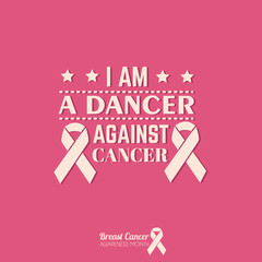 Quote typographical background about cancer with ribbon. Vector template for card poster banner and t-shirt