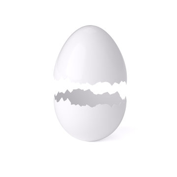 Cracked egg shell isolated on white background. 3d illustration. 