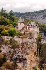 Rocamadour in the south of France on a cloudy day.