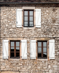 Old stone facades with windows