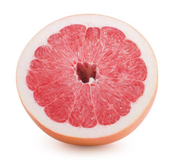 half of grapefruit slice isolated on a white background
