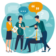 people with  speech bubbles.