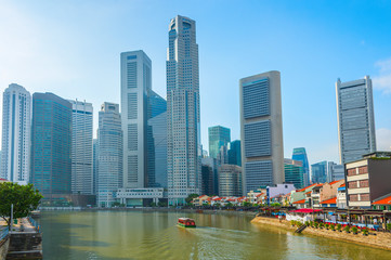 Naklejka premium nowoczesne miejsce Raffles na panoramę Singapuru