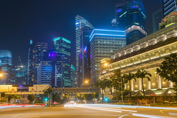 Fototapeta na wymiar Traffic road Singapore Downtown Core