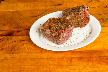 Raw Tenderloin Steaks Prepared for the Grill