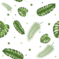 Green Palm Leaves Tropical vector isolated illustration on white background, Pattern and summer set