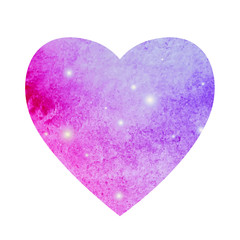 Galaxy watercolor heart. Paper heart with watercolor texture