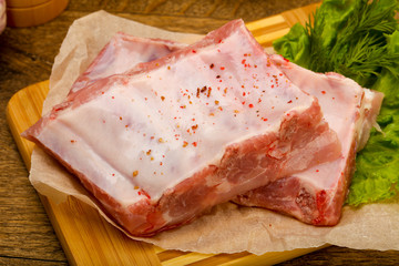 Raw pork ribs