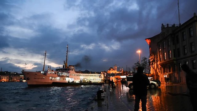 boat leaving to Kadikoy at sunset