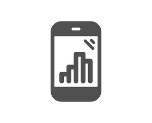 Graph phone icon. Column chart sign. Growth diagram symbol. Quality design element. Classic style icon. Vector