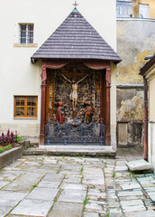 Crucifixion in the courtyard of the church