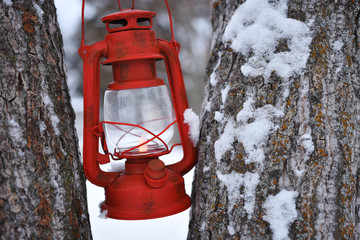 Old Red Lantern Close Up
