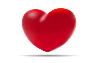 Red heart isolated on white background. St valentine's symbol. 3d realistic Illustration with a red valentine heart.