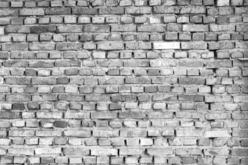 Background of old ancient bricks wall.  Black and White
