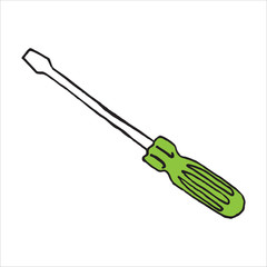 Screwdriver icon in doodle sketch lines. Vector illustration