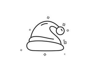 Santa hat line icon. Christmas or New year sign. Claus symbol. Geometric shapes. Random cross elements. Linear Santa hat icon design. Vector
