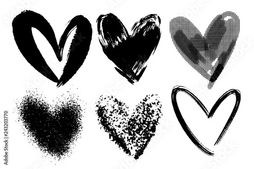 Vector Collections Of Hand Drawn Grunge Valentine Hearts