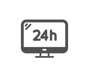 24 hour service icon. Call support sign. Feedback chat symbol. Quality design element. Classic style icon. Vector