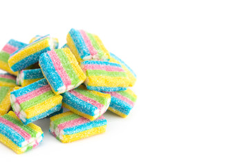 Rainbow Colored Candy Filled with White Cream