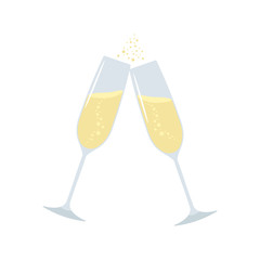 Glasses of champagne. Vector illustration. 