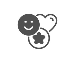 Social media likes icon. Heart, star sign. Positive smile feedback symbol. Quality design element. Classic style icon. Vector