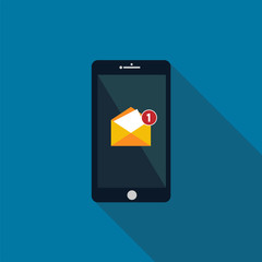 New email notification on mobile phone vector illustration