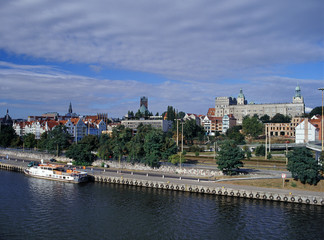 Odra river and castle, Szczecin, Poland
