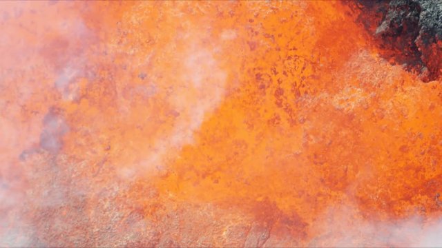 Aerial view fountains of natural red hot lava